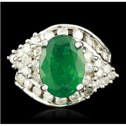 14KT White Gold 2.76ct Emerald and Diamond Ring