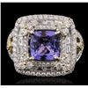 Image 1 : 18KT Two-Tone Gold 3.20ct Tanzanite and Diamond Ring