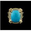 Image 1 : 18KT Yellow Gold 6.52ct Turquoise and Diamond Ring