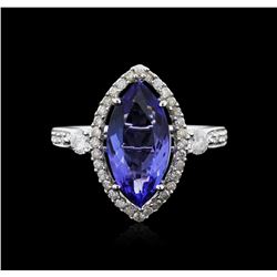 14KT White Gold 2.46ct Tanzanite and Diamond Ring