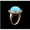 Image 3 : 14KT Yellow Gold 9.75ct Turquoise and Brown Diamond Ring