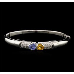 2.68ctw Sapphire and Diamond Bangle Bracelet - 18KT White Gold