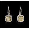 Image 1 : Platinum EGL USA Certified 2.44ctw Fancy Yellow Diamond Earrings