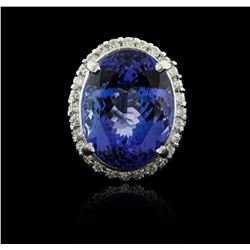 14KT White Gold 23.51ct Tanzanite and Diamond Ring