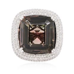 14KT White Gold 28.73ct Tourmaline and Diamond Ring