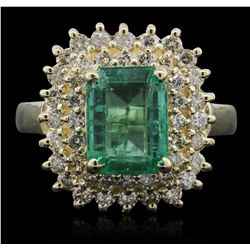 14KT Yellow Gold 1.96ct Emerald and Diamond Ring