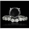 Image 1 : 14KT White Gold 3.66ctw Black Diamond Ring