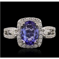 18KT White Gold 1.79ct Tanzanite and Diamond Ring