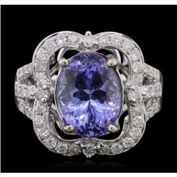 14KT White Gold 5.85ct Tanzanite and Diamond Ring