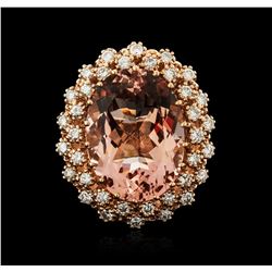 14KT Rose Gold 13.02ct Morganite and Diamond Ring