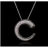 Image 2 : 14KT White Gold 0.28ctw Diamond Pendant With Chain