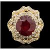 Image 1 : 14KT Yellow Gold 1.70ct Ruby and Diamond Ring