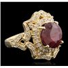 Image 2 : 14KT Yellow Gold 1.70ct Ruby and Diamond Ring