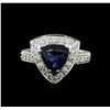 Image 1 : 18KT White Gold 2.25ct Sapphire and Diamond Ring