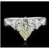 Image 1 : Platinum 1.79ctw Pear Cut Diamond Ring