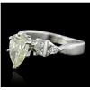 Image 2 : Platinum 1.79ctw Pear Cut Diamond Ring