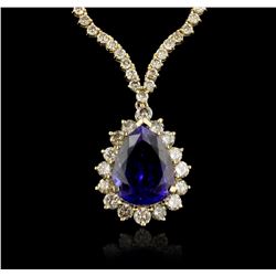 18KT Yellow Gold 15.44ct GIA Cert Tanzanite and Diamond Necklace