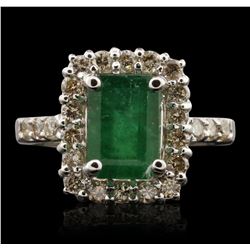 14KT White Gold 3.34ct Emerald and Diamond Ring