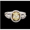 Image 1 : 18KT Two-Tone Gold 1.22ctw Fancy Yellow Diamond Ring