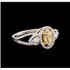 Image 2 : 18KT Two-Tone Gold 1.22ctw Fancy Yellow Diamond Ring