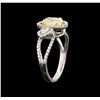 Image 3 : 18KT Two-Tone Gold 1.22ctw Fancy Yellow Diamond Ring