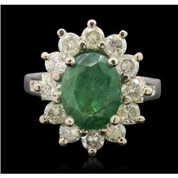 14KT White Gold 2.96ct Emerald and Diamond Ring