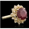 Image 2 : 14KT Yellow Gold 6.86ct Ruby and Diamond Ring