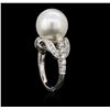 Image 4 : 14KT White Gold Pearl and Diamond Ring