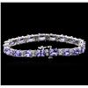 Image 2 : 14KT White Gold 13.19ctw Tanzanite and Diamond Bracelet