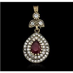 SILVER 8.68ctw Red Crystal and Cubic Zirconia Jewelry Suite