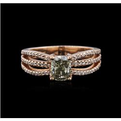 14KT Rose Gold 1.71ctw Fancy Green Diamond Ring