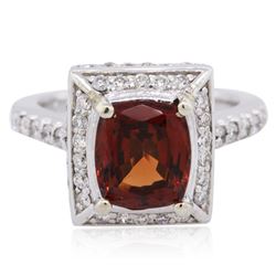 14KT White Gold 2.95ct Garnet and Diamond Ring