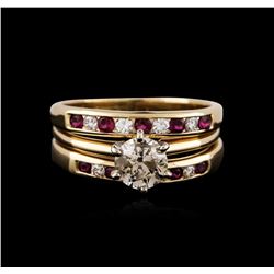 14KT Yellow Gold 1.08ctw Diamond and Ruby Ring