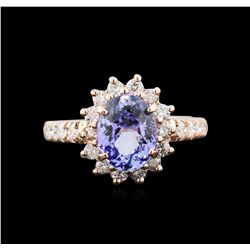 2.08ct Tanzanite and Diamond Ring - 14KT Rose Gold