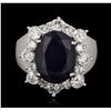 Image 1 : 14KT White Gold 5.46ct Sapphire and Diamond Ring