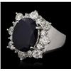 Image 2 : 14KT White Gold 5.46ct Sapphire and Diamond Ring