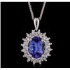 Image 1 : 14KT White Gold 2.67ct Tanzanite and Diamond Pendant With Chain