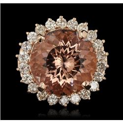 14KT Rose Gold 18.02ct Morganite and Diamond Ring