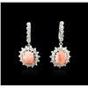 Image 1 : 14KT White Gold 8.28ctw Coral and Diamond Earrings
