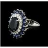 Image 2 : 14KT White Gold 8.00ctw Sapphire and Diamond Ring
