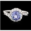 Image 1 : 14KT White Gold 1.91ct Tanzanite and Diamond Ring