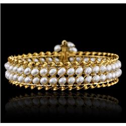 14KT Yellow Gold Pearl Bangle