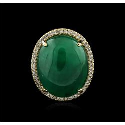 14KT Yellow Gold 21.15ct Emerald and Diamond Ring