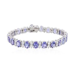 14KT White Gold 19.14ctw Tanzanite and Diamond Bracelet