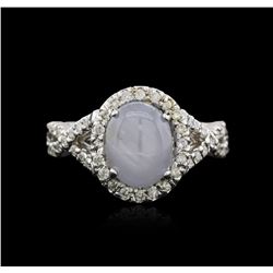 18KT White Gold 2.20ct Star Sapphire and Diamond Ring