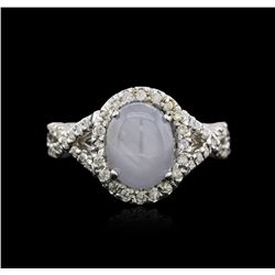 18KT White Gold 2.20ct Star Sapphire and Diamond Ring