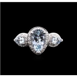 2.54ctw Aquamarine and Diamond Ring - 18KT White Gold