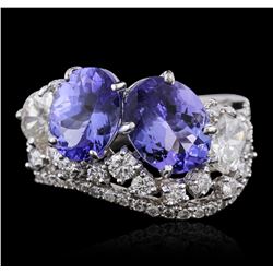 14KT White Gold 3.45ctw Tanzanite and Diamond Ring