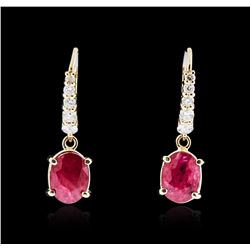 14KT Yellow Gold 3.25ctw Ruby and Diamond Earrings