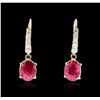 Image 1 : 14KT Yellow Gold 3.25ctw Ruby and Diamond Earrings